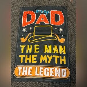 Dad The Man The Myth The Legend Graphic garden Flag - Black & Orange